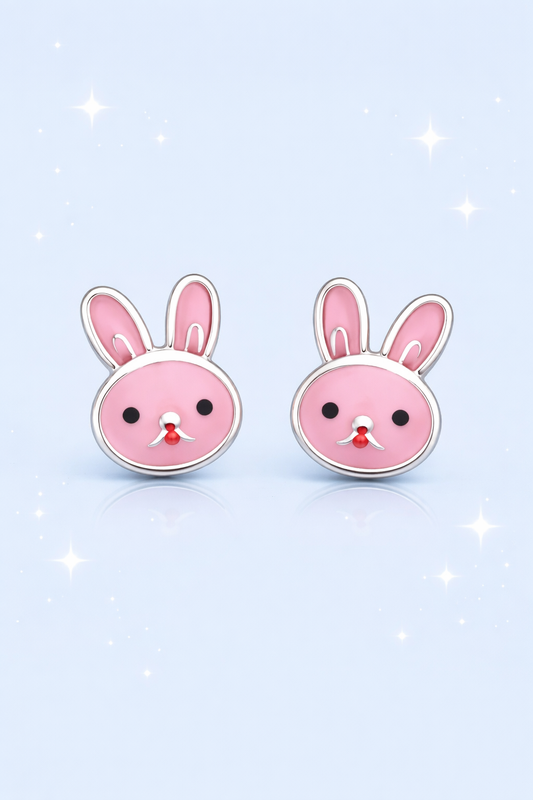 PINK BUNNY SILVER EARRINGS