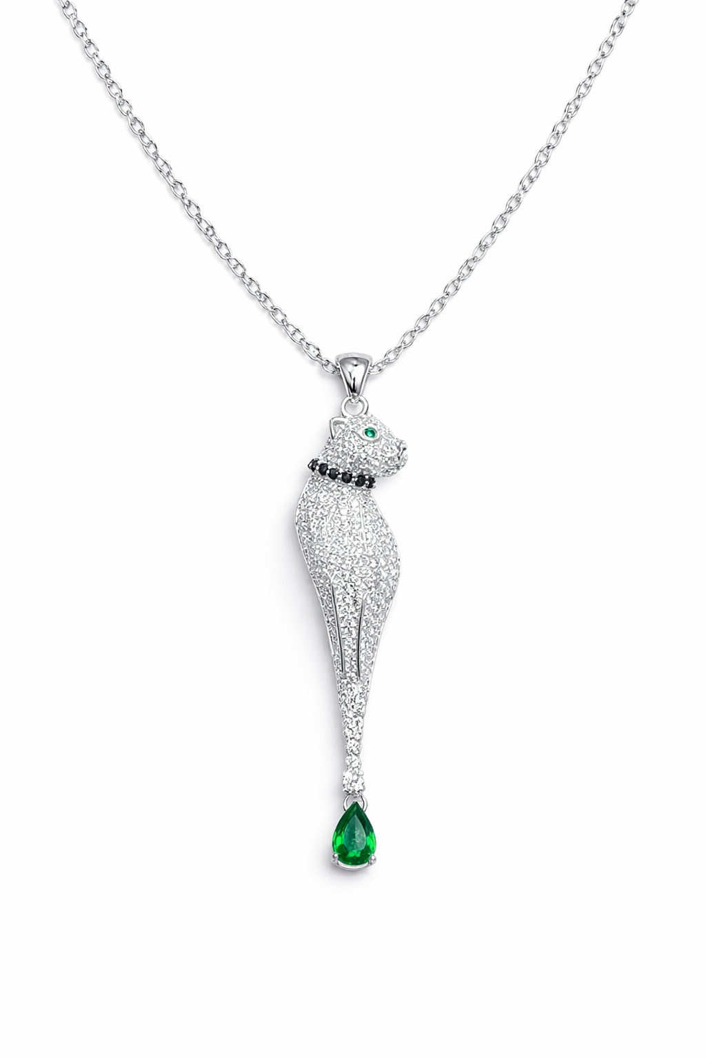 PANTHERA SILVER NECKLACE WITH CZ STONES