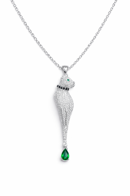 PANTHERA SILVER NECKLACE WITH CZ STONES