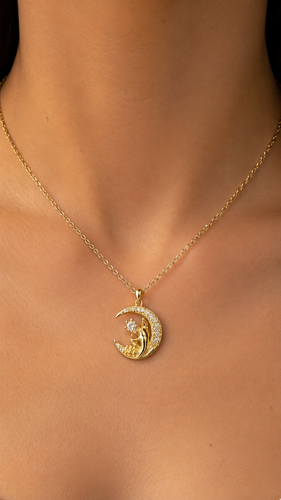 MOONLIT GOLD PLATED SILVER NECKLACE