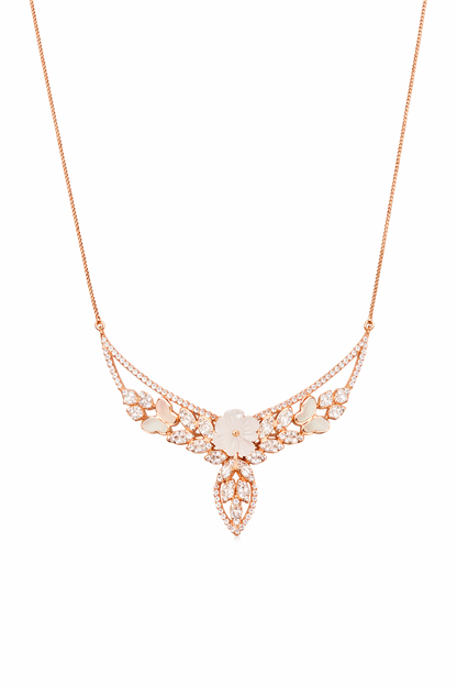 PEARL MAGIC ROSE GOLD PLATED SILVER NECKLACE AND EARRING SET