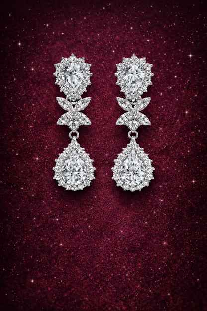 DAZZLING ELING DIVA SILVER NECKLACE AND EARRINGS SET