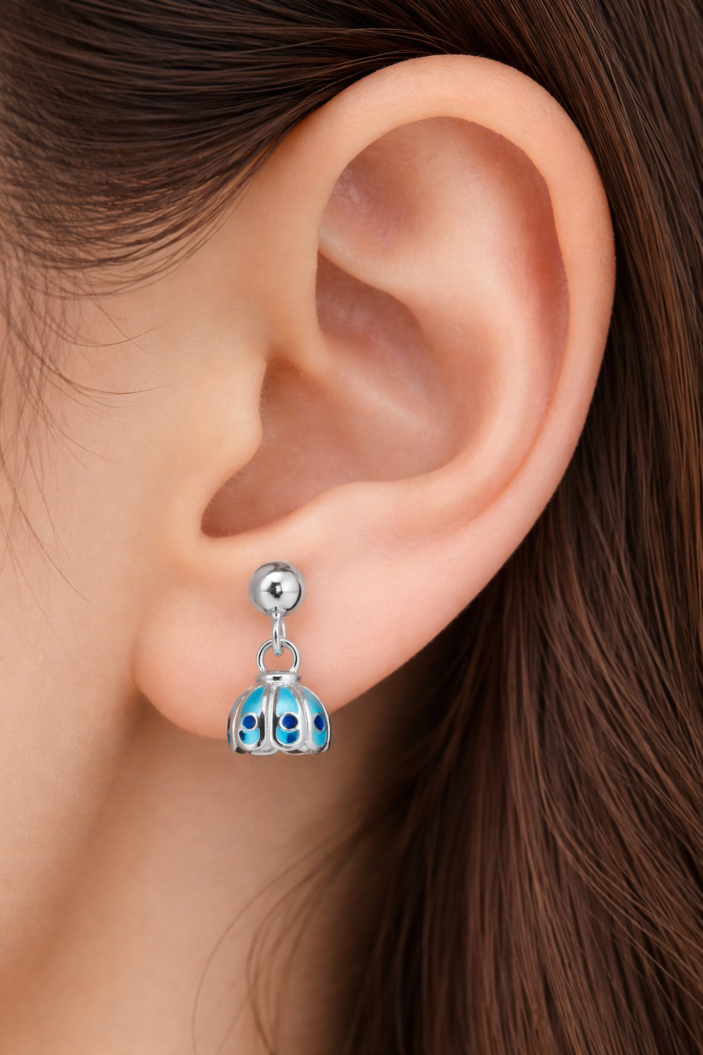 COLOURS OF GREECE ENAMELLED SILVER EARRINGS