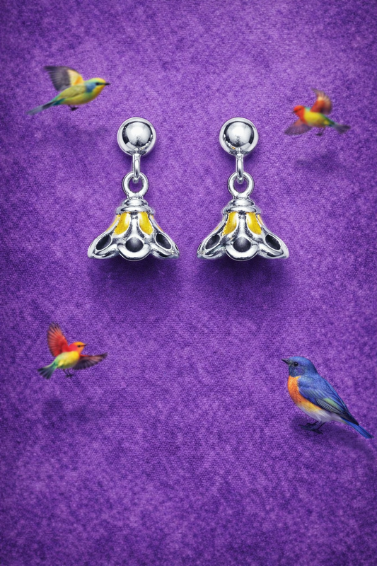 POP OF SUNSHINE METALLIC FINISH ENAMELLED SILVER EARRINGS