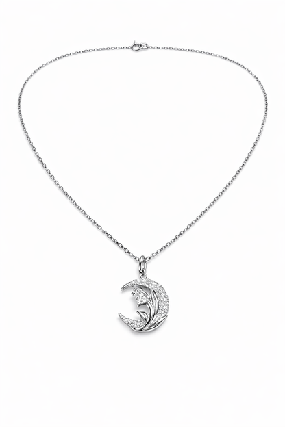 MOONLIT - SILVER CRESCENT MOON NECKLACE