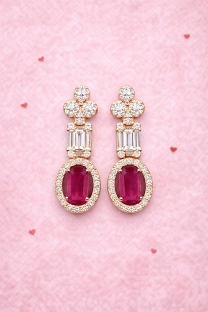 ROSY BLISS ROSE GOLD PLATED SILVER NECKLACE AND EARRINGS SET