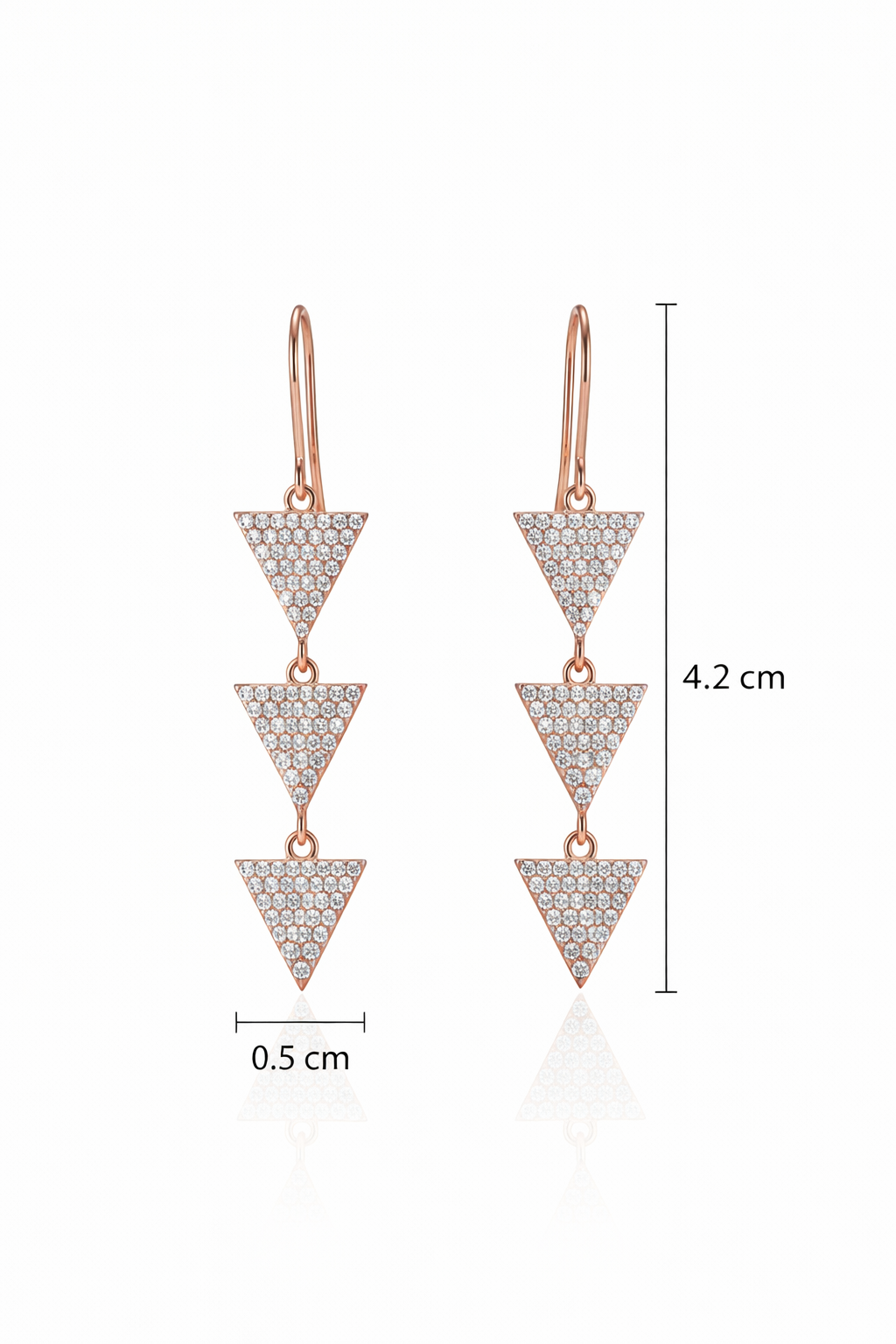 SPARKLING ROSEGOLD PLATED GEOMETRICAL DESIGNED SILVER EARRINGS