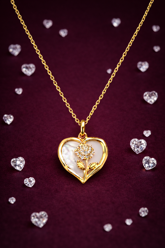 LOVE IN GOLD-HEART SHAPED SILVER NECKLACE