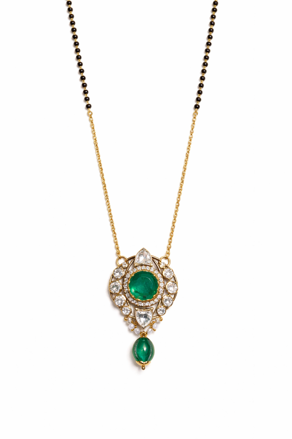 ROYAL EMERALD GOLD PLATED SILVER MANGALSUTRA