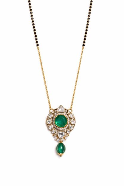 ROYAL EMERALD GOLD PLATED SILVER MANGALSUTRA