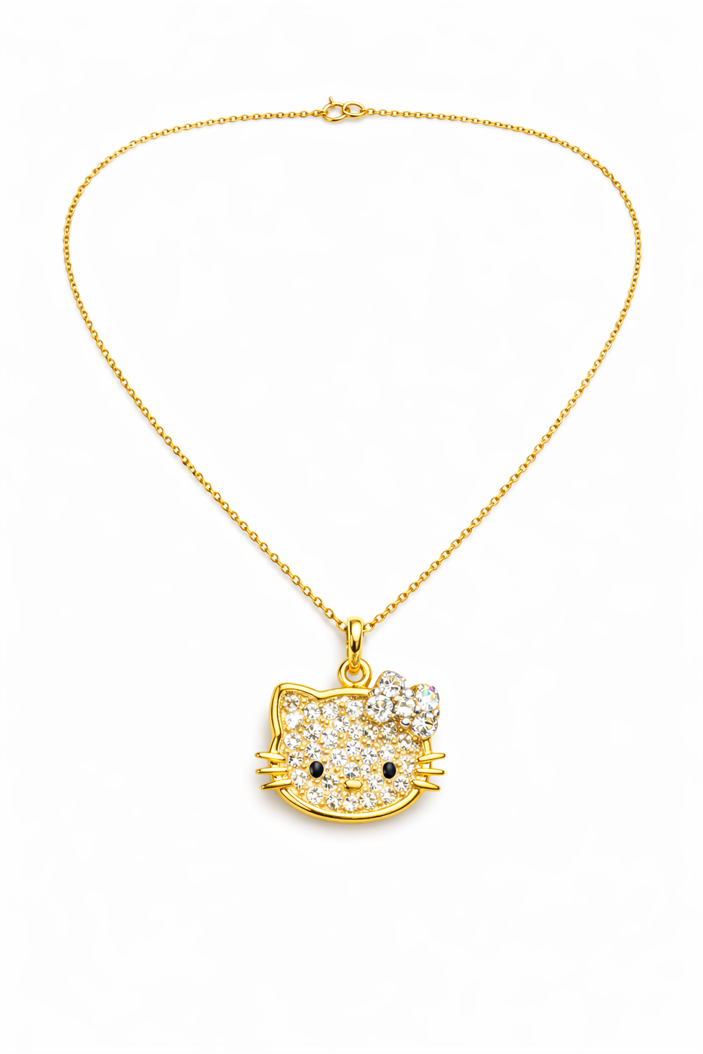 CUTE GOLD PLATED HELLO KITTY DESIGN SILVER NECKLACE
