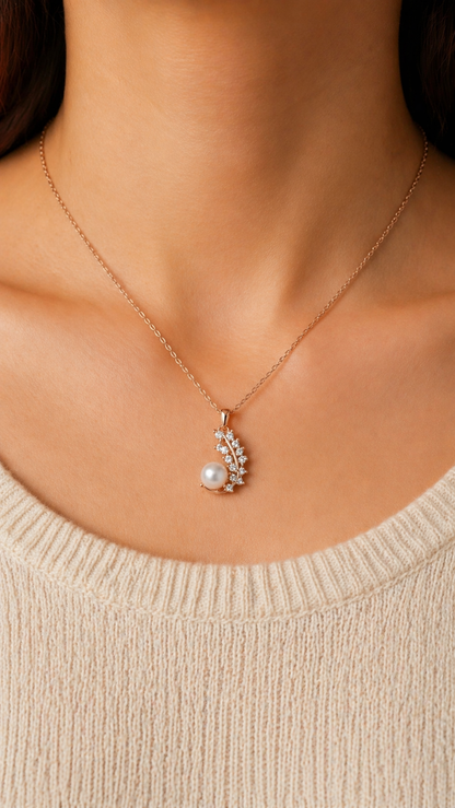 PEARL AURORA ROSE GOLD PLATED SILVER NECKLACE