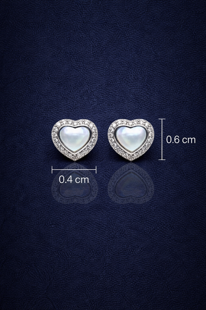 LOVELY GREY COLOURED HEART SHAPED SILVER EARRINGS