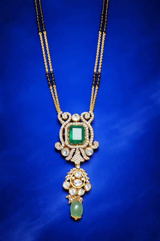 MAJESTIC EMERALD GOLD PLATED SILVER MANGALSUTRA