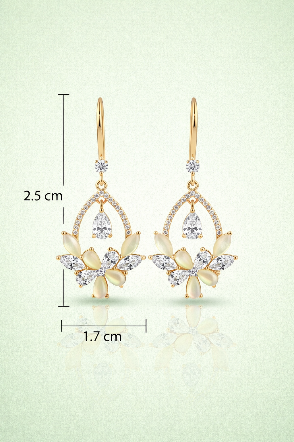 BEAUTIFUL FLORAL STONE EAR HANGINGS