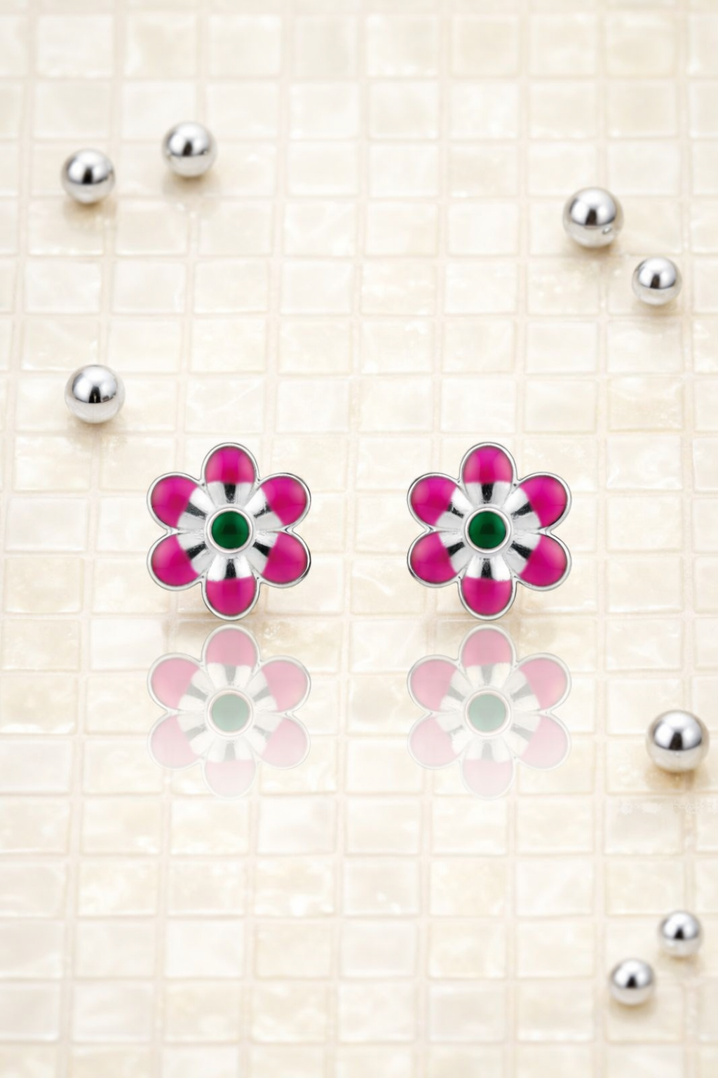 FLORAL POP ENAMELLED SILVER EARRINGS
