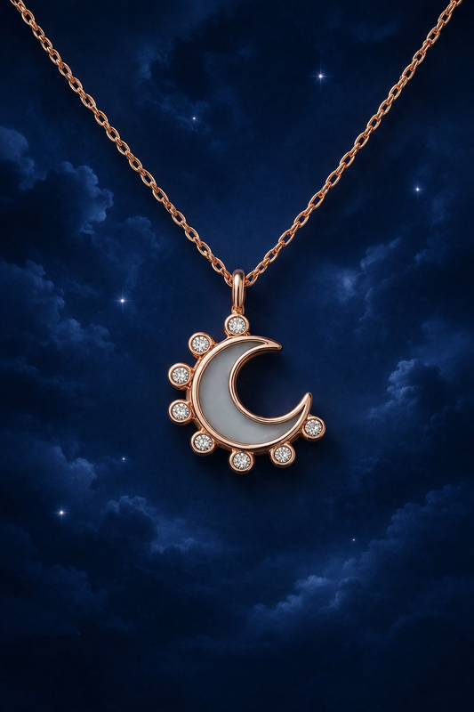 MIDNIGHT BEAUTY ROSE GOLD PLATED SILVER NECKLACE