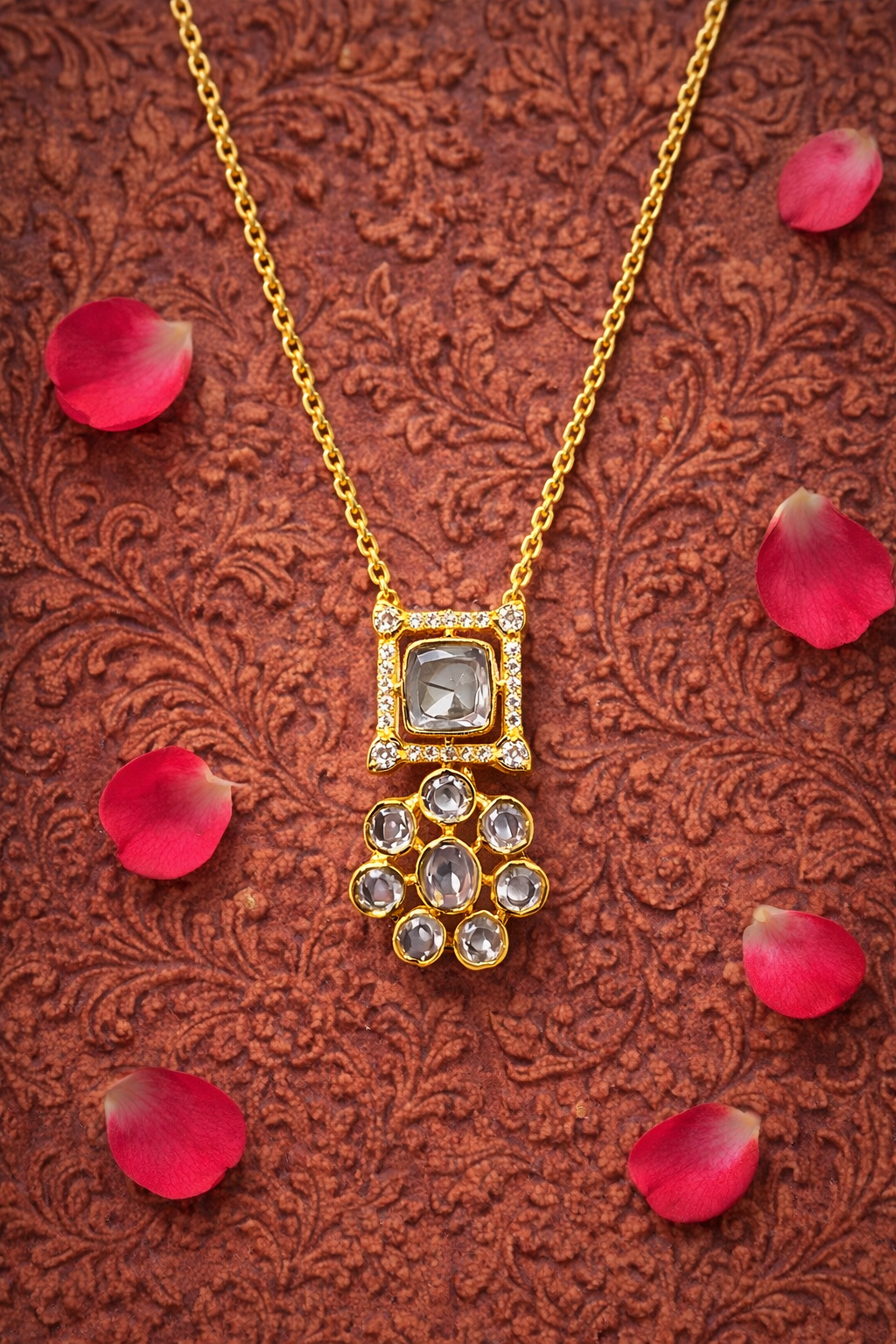 VICTORIAN MOSAIC GOLD PLATED SILVER NECKLACE