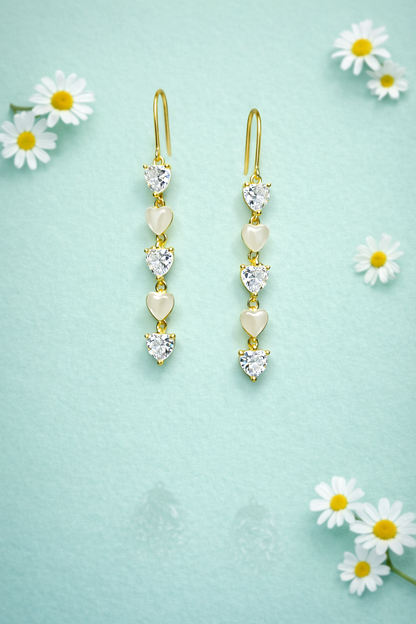 SUNSHINE WHISPER GOLD PLATE ITCZ STONE SILVER EARRINGS