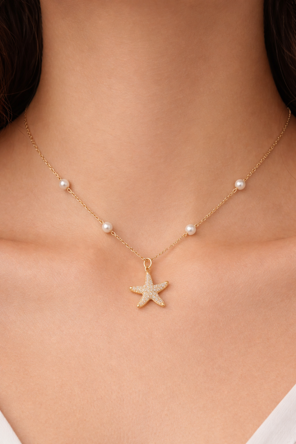 SEA STAR GOLD PLATED SILVER NECKLACE