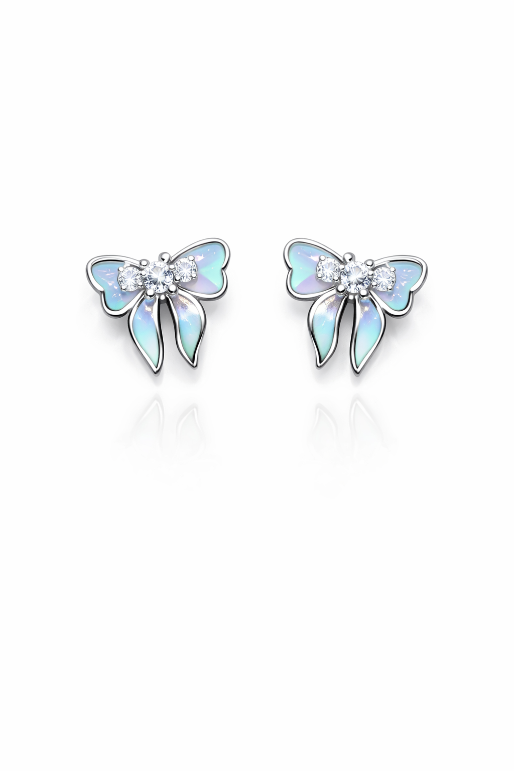 LITTLE BLUE  RIBBON SILVER EARRINGS