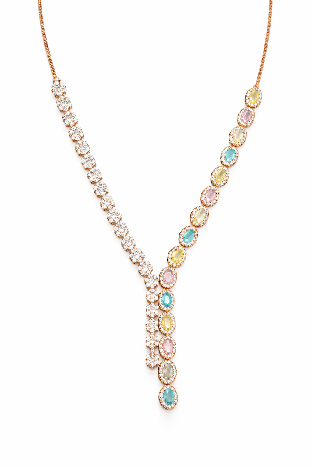 MIDNIGHT GLAMOUR ROSE GOLD PLATED SILVER NECKLACE AND EARRINGS SET