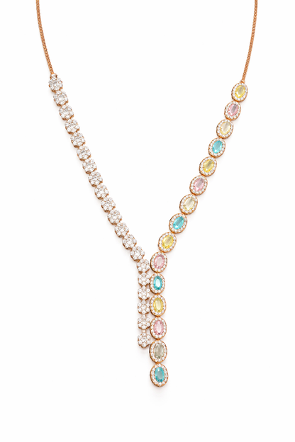 MIDNIGHT GLAMOUR ROSE GOLD PLATED SILVER NECKLACE AND EARRINGS SET