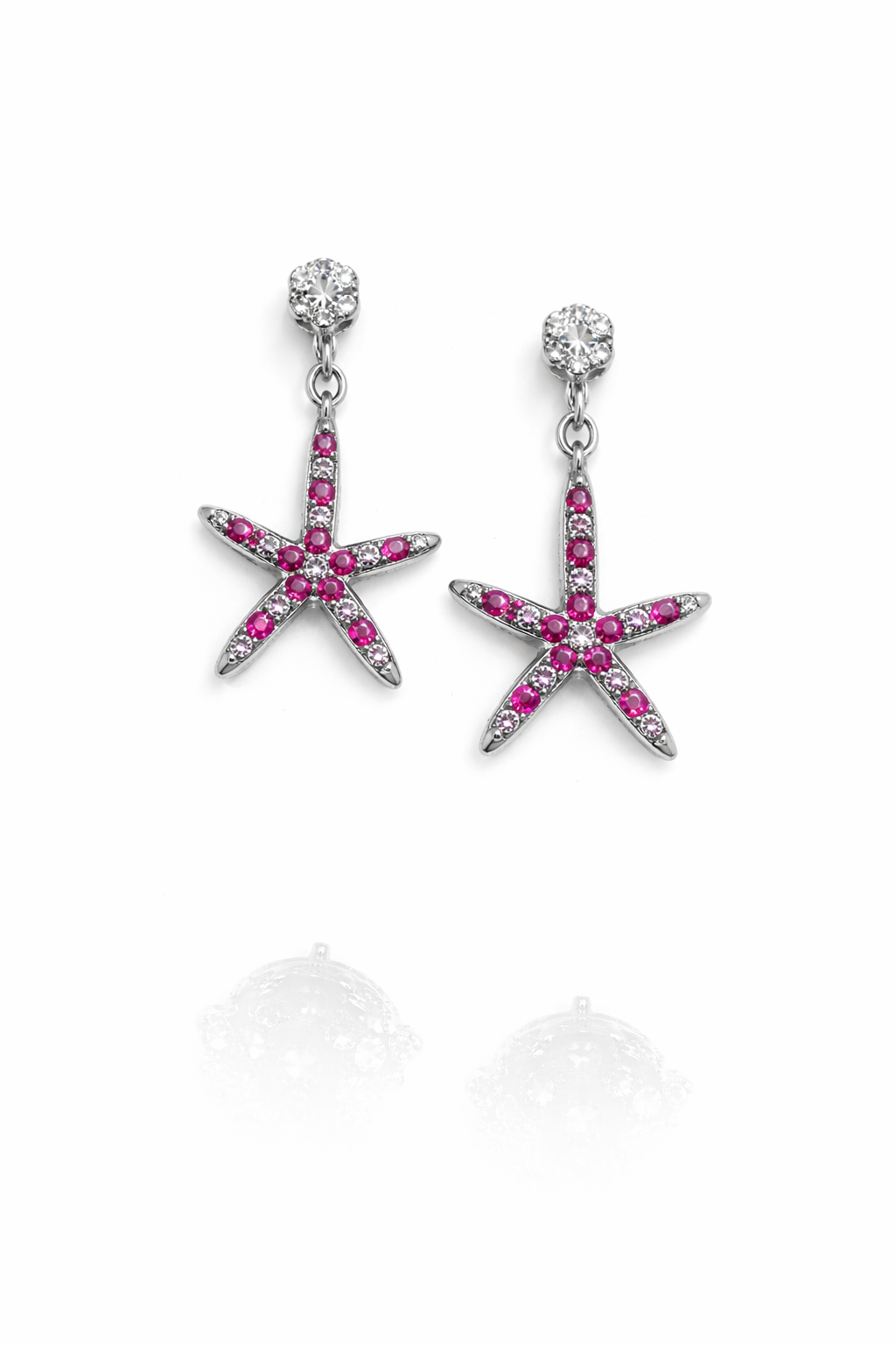 STARRY KISS STARFISH SHAPED SILVER EARRINGS