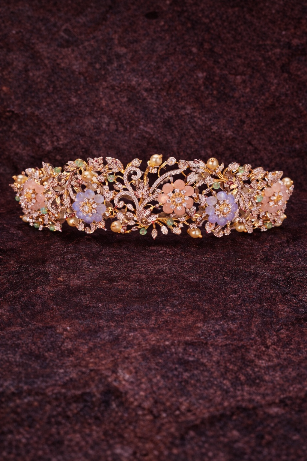 FLORAL BLOSSOM GOLD PLATED SILVER CHOKER NECKLACE