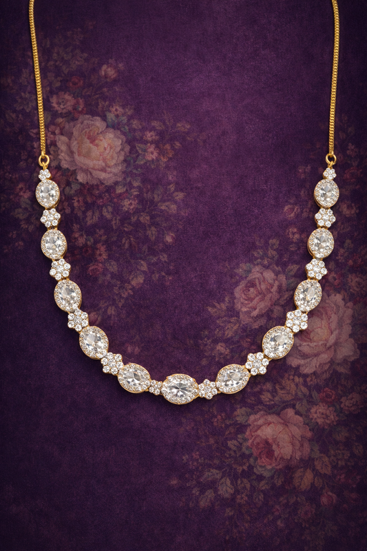 GLAM SHAM GOLD PLATED SILVER NECKLACE WITH CZ STONES
