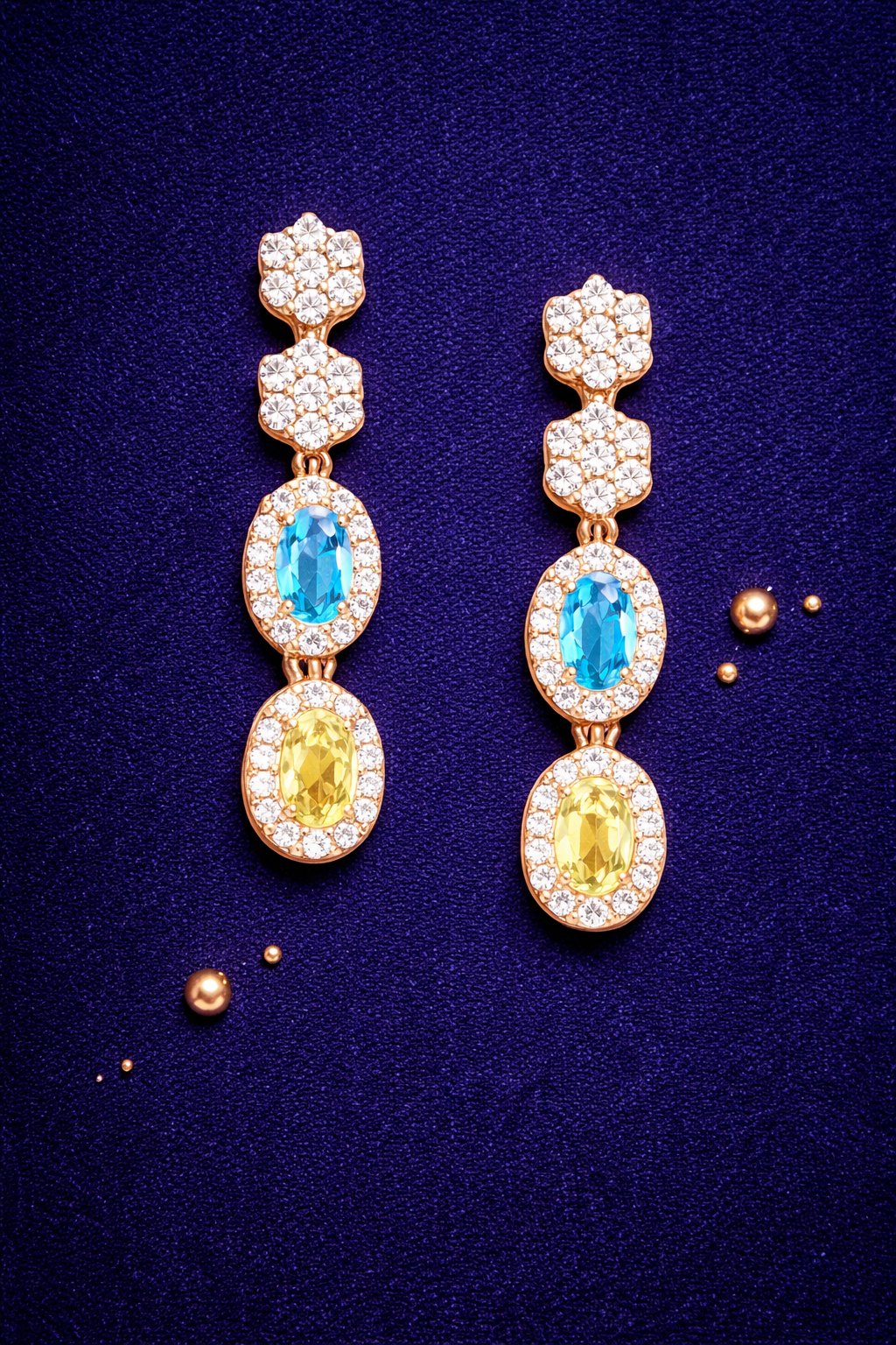 MIDNIGHT GLAMOUR ROSE GOLD PLATED SILVER NECKLACE AND EARRINGS SET