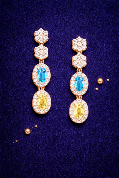 MIDNIGHT GLAMOUR ROSE GOLD PLATED SILVER NECKLACE AND EARRINGS SET