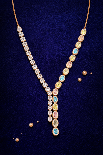MIDNIGHT GLAMOUR ROSE GOLD PLATED SILVER NECKLACE AND EARRINGS SET