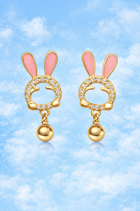 BUNNY EARS GOLD PLATED SILVER EARRINGS