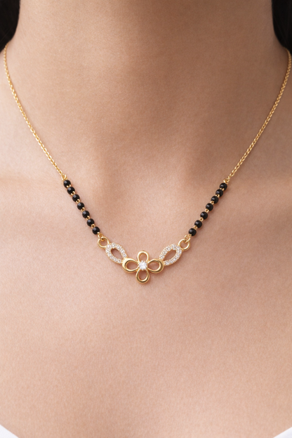 FLORAL AURA GOLD PLATED SILVER MANGALSUTRA
