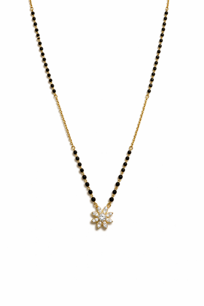 SPARKLING FLOWER GOLD PLATED SILVER MANGALSUTRA