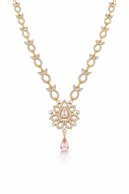 LOTUS PINK GOLD PLATED SILVER NECKLACE