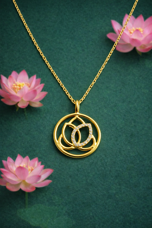 SERENITY LOTUS GOLD PLATED SILVER NECKLACE