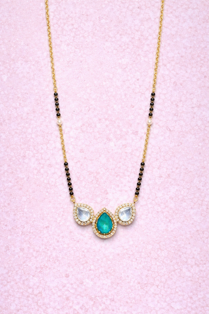 EMERALD GLAM GOLD PLATED SILVER MANGALSUTRA
