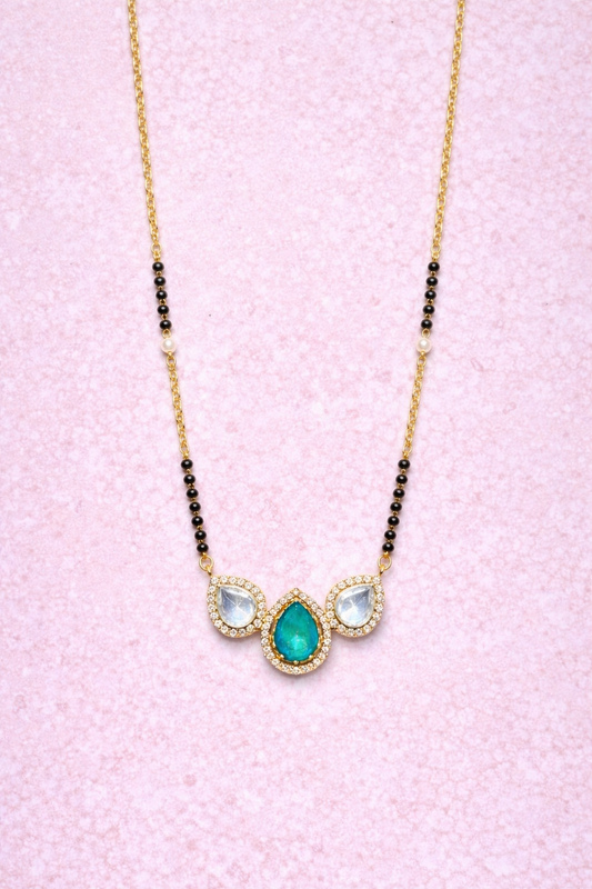 EMERALD GLAM GOLD PLATED SILVER MANGALSUTRA