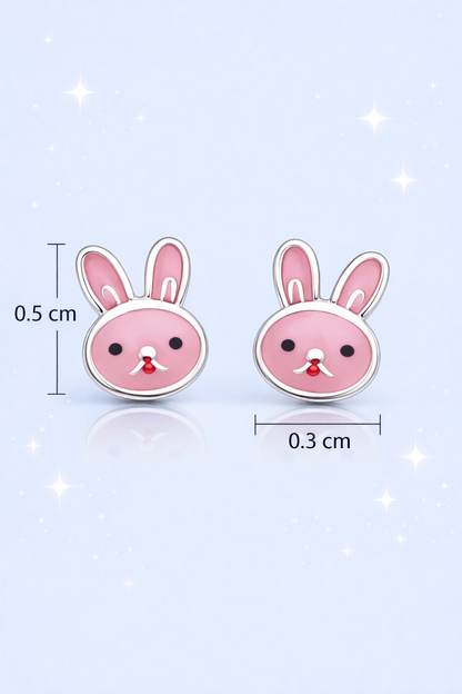PINK BUNNY SILVER EARRINGS