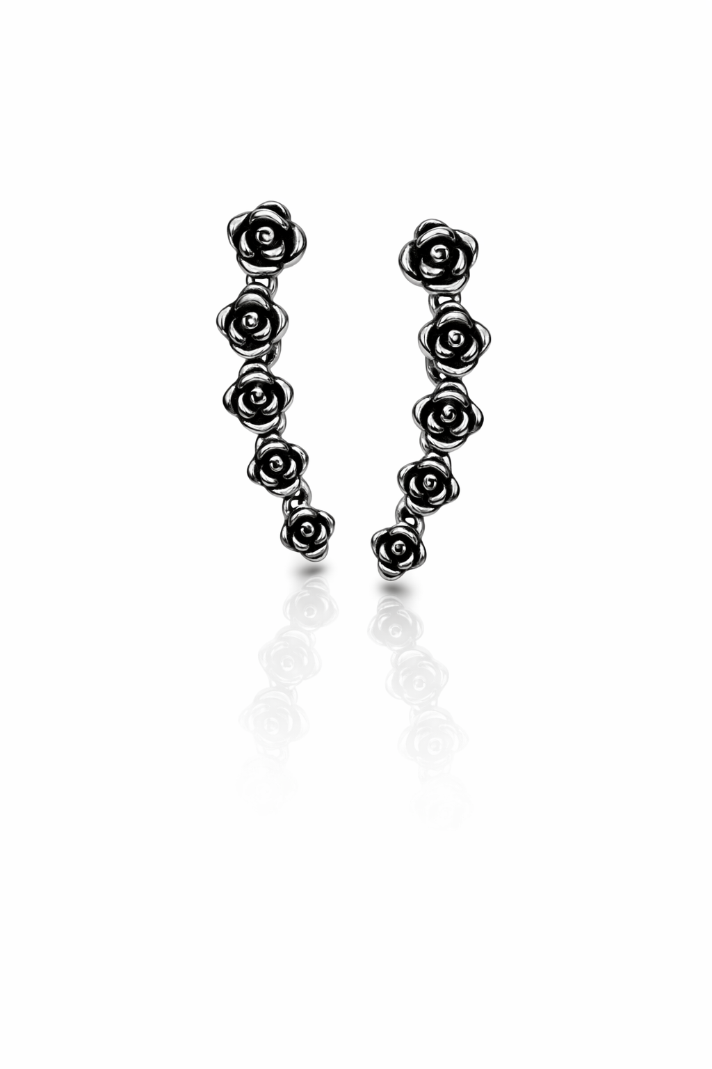 GREY BLOSSOM METALLIC FINISH SILVER EARCUFFS