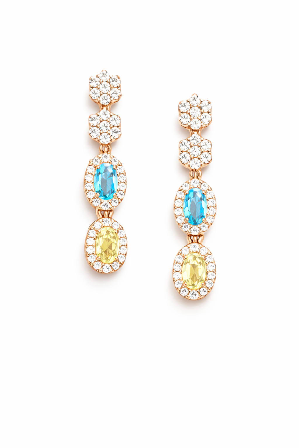 MIDNIGHT GLAMOUR ROSE GOLD PLATED SILVER NECKLACE AND EARRINGS SET