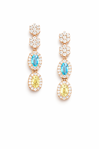 MIDNIGHT GLAMOUR ROSE GOLD PLATED SILVER NECKLACE AND EARRINGS SET
