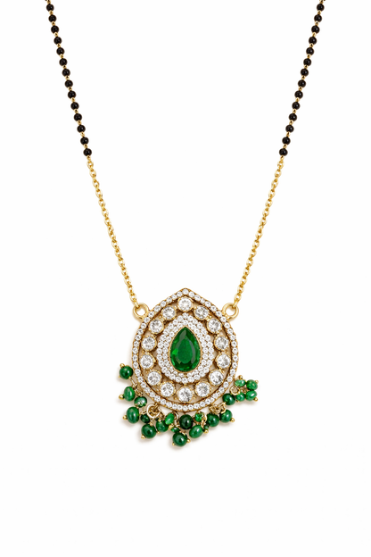 EMERALD SAKHI GOLD PLATED SILVER MANGALSUTRA