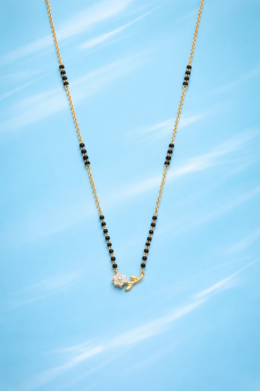 GOLDEN PETAL GOLD PLATING SILVER MANGALSUTRA