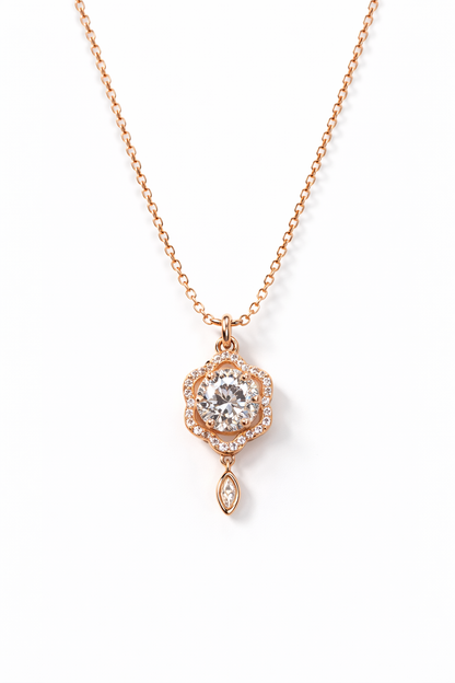 ROSE PETAL GLOW ROSE GOLD PLATED SILVER NECKLACE