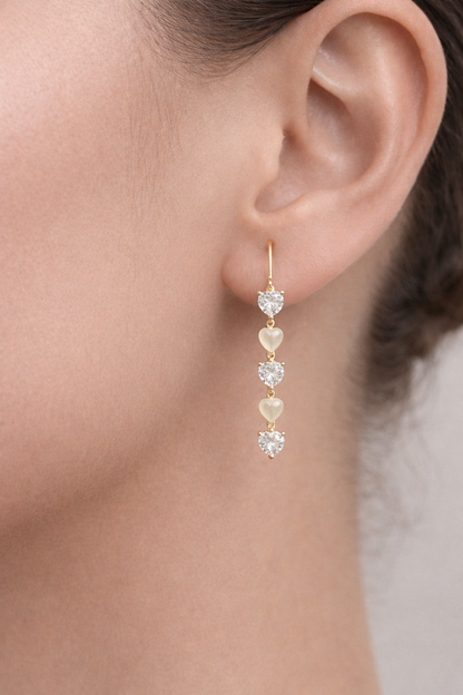SUNSHINE WHISPER GOLD PLATE ITCZ STONE SILVER EARRINGS