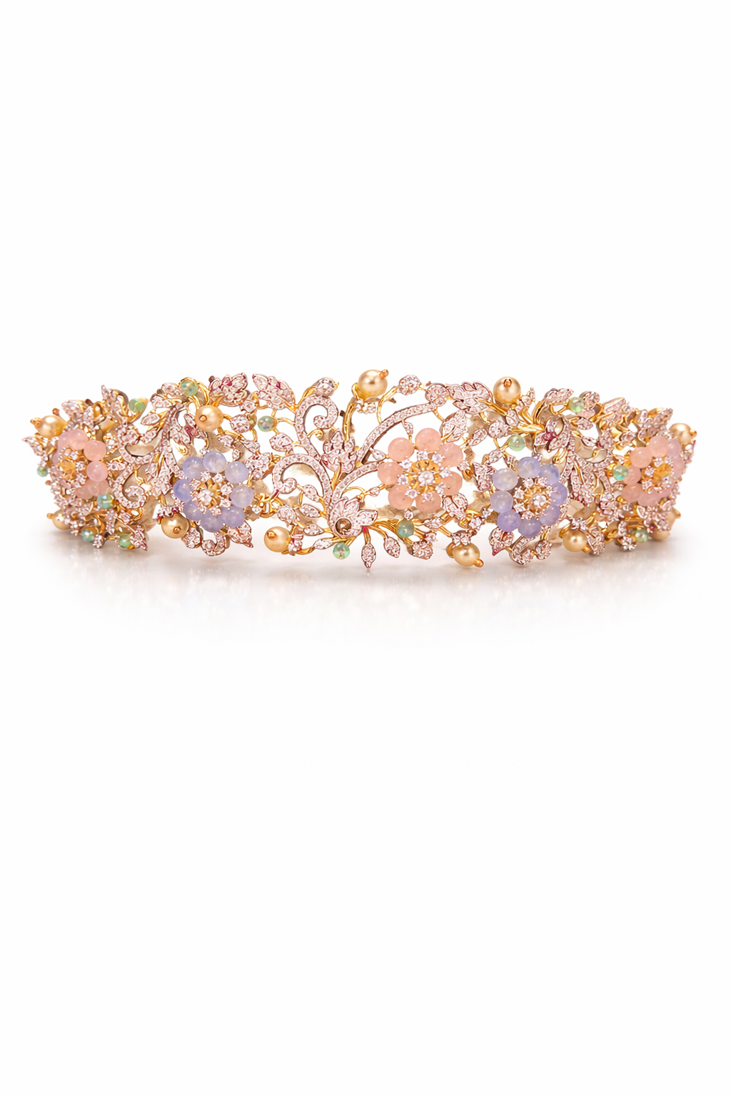FLORAL BLOSSOM GOLD PLATED SILVER CHOKER NECKLACE