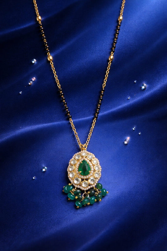 SACRED EMERALD GOLD PLATED SILVER MANGALSUTRA